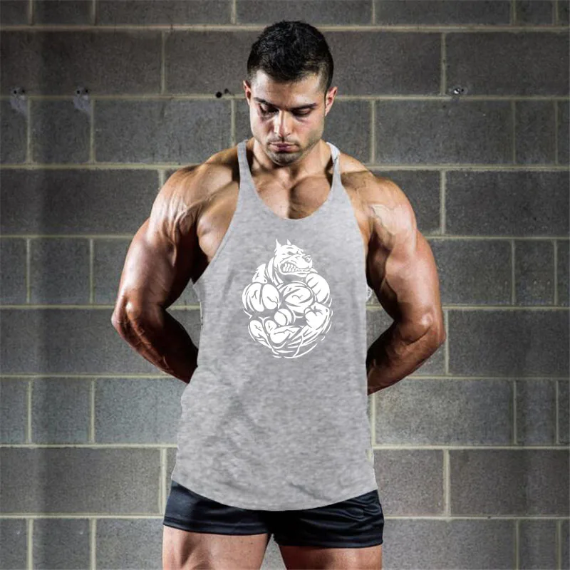 Brand Bodybuilding Clothing Fitness Mens Muscle Vest Summer Letters Print Sleeveless Shirt Gyms Stringer Tank Top Men Tank Top