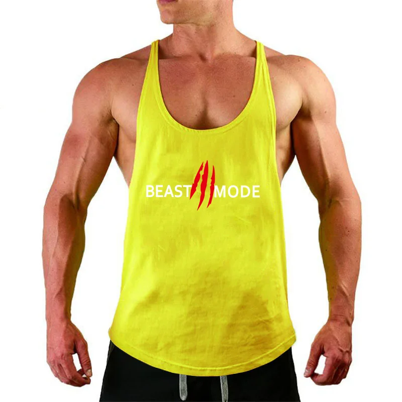 Brand Bodybuilding Clothing Fitness Mens Muscle Vest Summer Letters Print Sleeveless Shirt Gyms Stringer Tank Top Men Tank Top