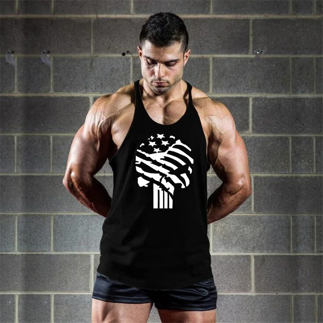 Brand Bodybuilding Clothing Fitness Mens Muscle Vest Summer Letters Print Sleeveless Shirt Gyms Stringer Tank Top Men Tank Top
