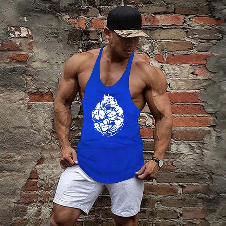 Brand Bodybuilding Clothing Fitness Mens Muscle Vest Summer Letters Print Sleeveless Shirt Gyms Stringer Tank Top Men Tank Top
