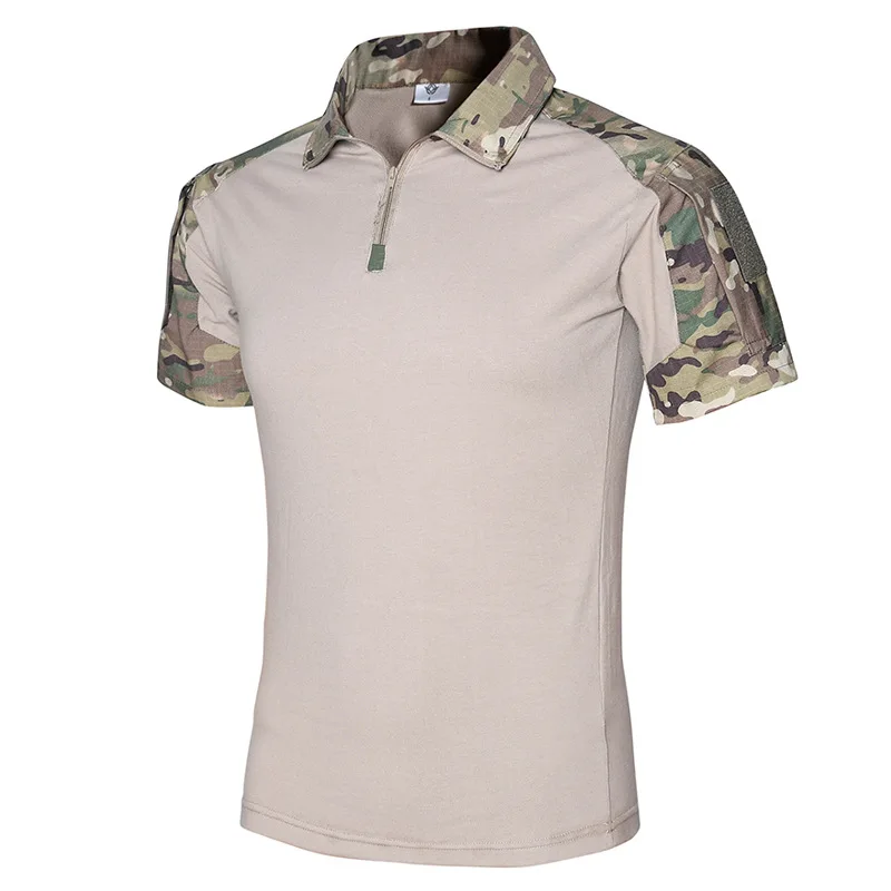 Camo Tactical Shirt Short Sleeve Quick Dry Combat T-Shirt Men's Camouflage Military Army T Shirt Outdoor Hunting Hiking Shirts