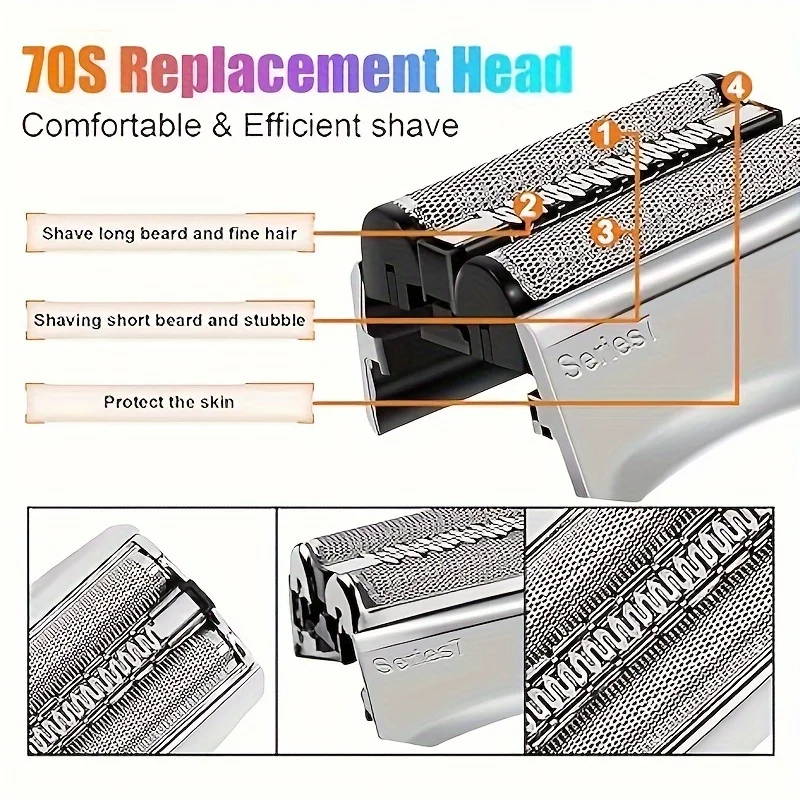 Replacement Electric Shaver Head Foil And Blade For Series 7 Shaver 70B 70S Replacement Electric Shaver Heads For Braun