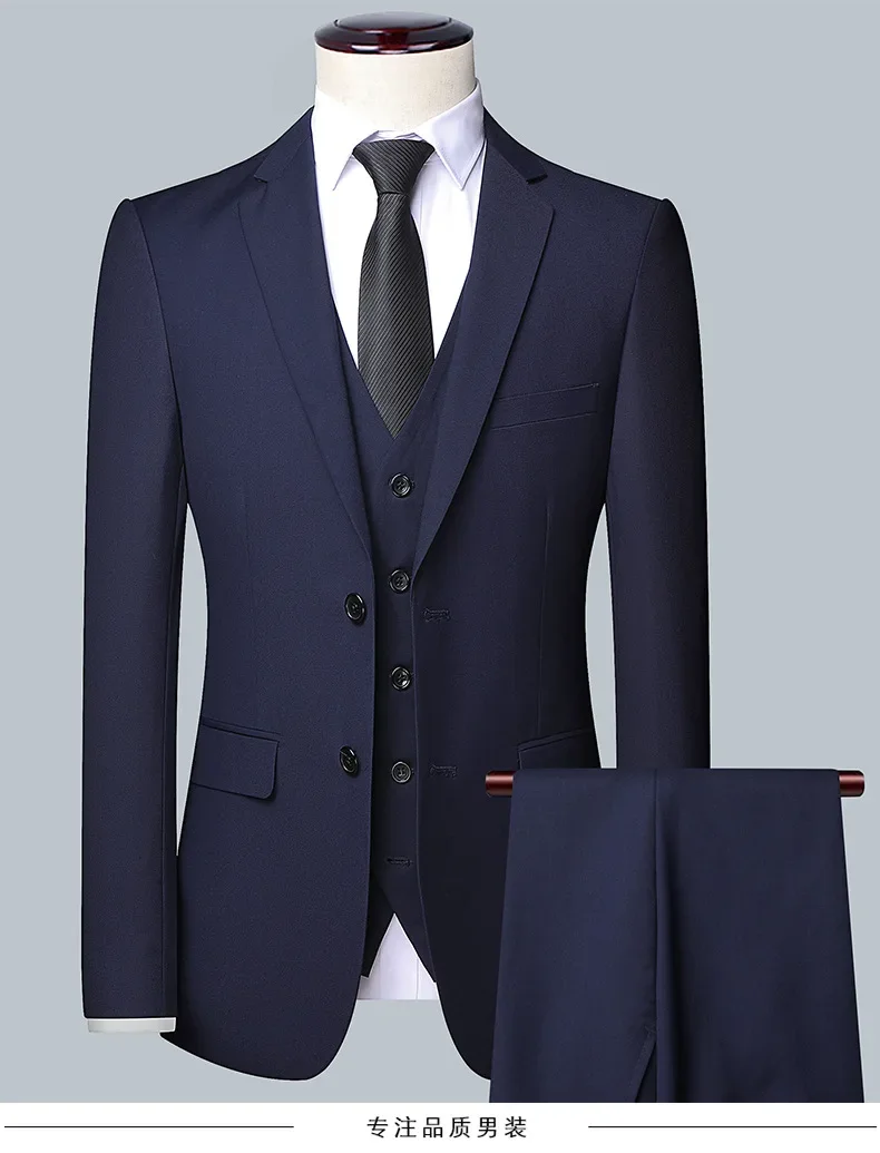 Suit Boutique Men's Fashion Business (Blazer+ Vest + Trousers) Gentleman's Wedding Casual Professional Formal Suit 3 Piece M-6XL