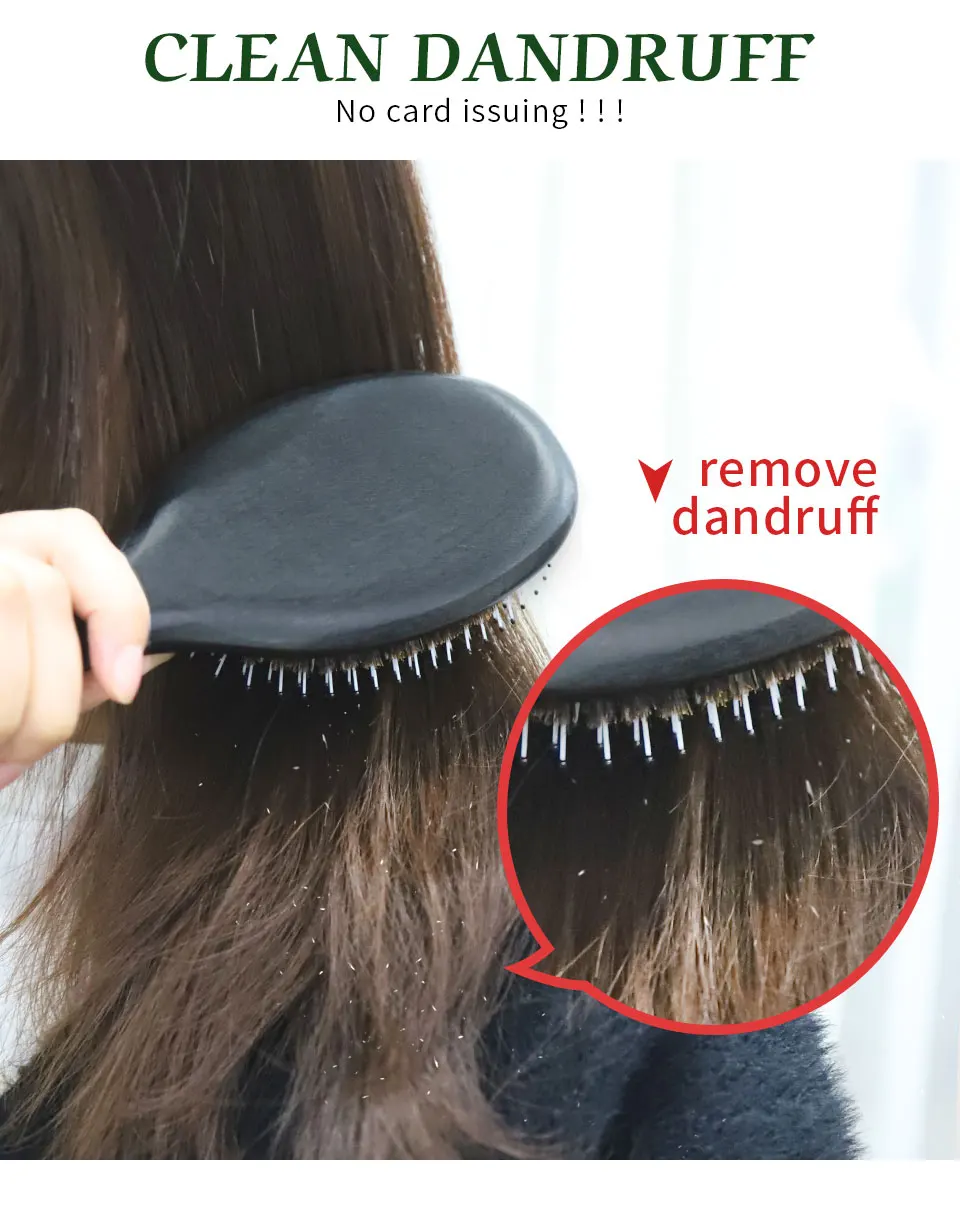 Boar Bristles Hair Brush Women Detangling HairBrush For Curly Thick Long Dry Wet Hair Wood Comb Head Scalp Massage Hair Comb