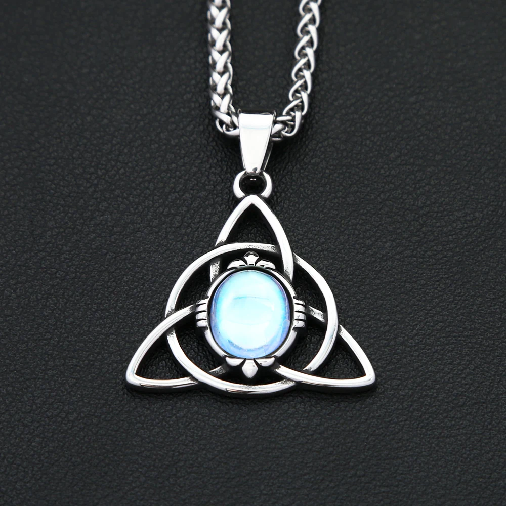 New Vintage Vikings Trinity Knot Pendant With Opal Necklaces For Women Men Nordic Odin Amulet Necklace Jewelry Gifts Wholesale