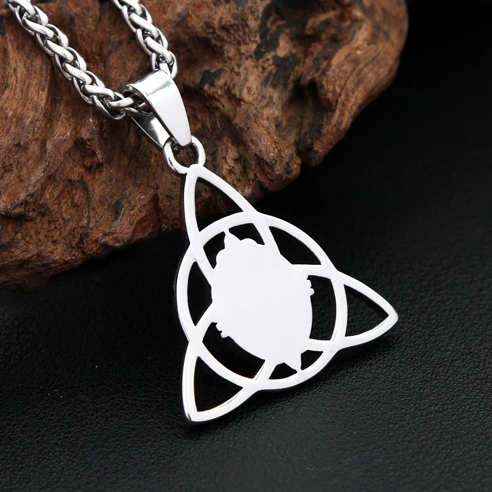 New Vintage Vikings Trinity Knot Pendant With Opal Necklaces For Women Men Nordic Odin Amulet Necklace Jewelry Gifts Wholesale