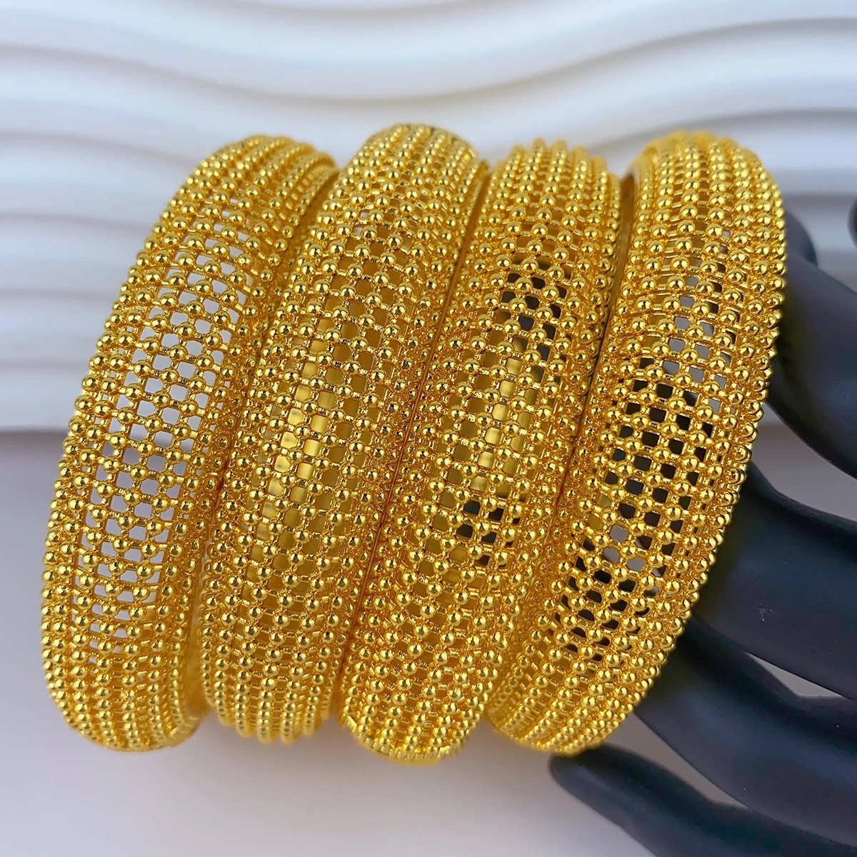Luxury Dubai 24K Gold Color Bangles For Women Indian African Charm Bracelets Wedding Ethiopian Arabic Hand Jewelry Party Gifts