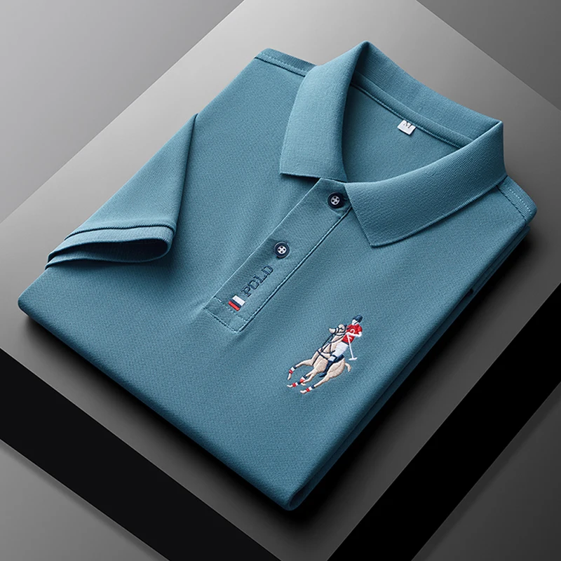 Men's Summer Embroidered Casual Fashion Short Sleeve POLO Shirt Comfortable Top