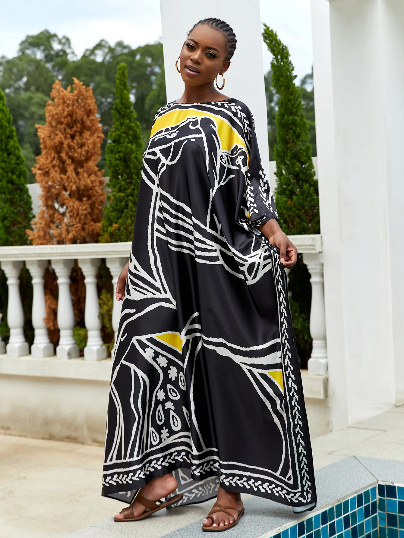 Plus Size Women'sDresses Casual Loose Pocket Short Sleeve Slits Plus Size Long Maxi Dress XL-5X
