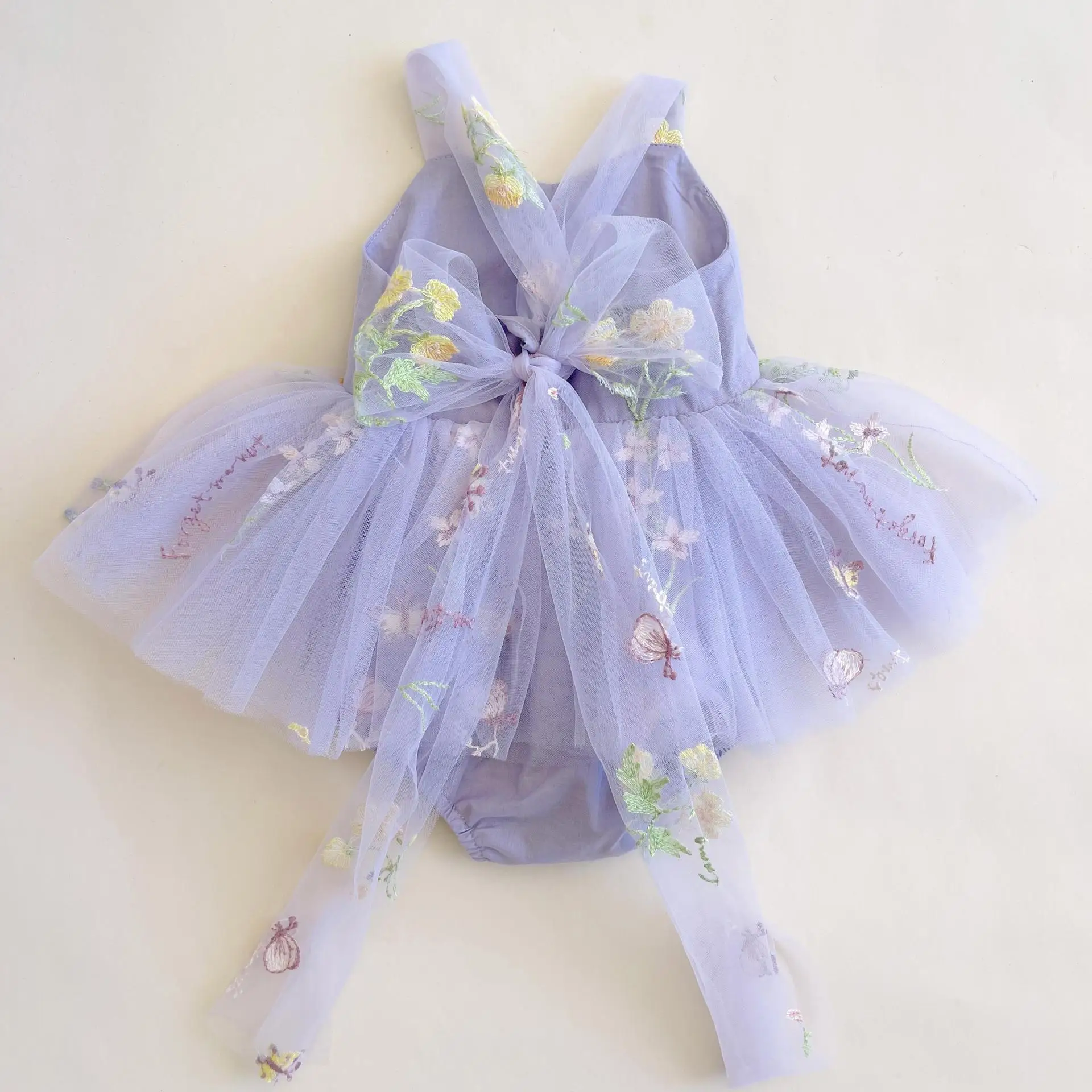 0-2 Years Old Baby Girls Romper Gauze Embroidered Flower Patterns Sling Baby Jumpsuit Summer Infant Clothes