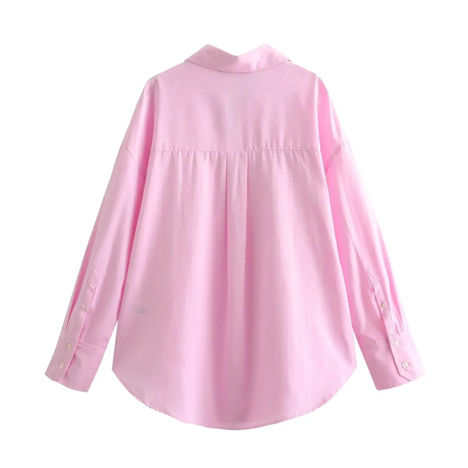 BSAY Women Fashion Long Sleeve Single-breasted Lapel Cotton Oxford Blouse Street Clothing Shirt Chic Ladies Crop Tops Mujer