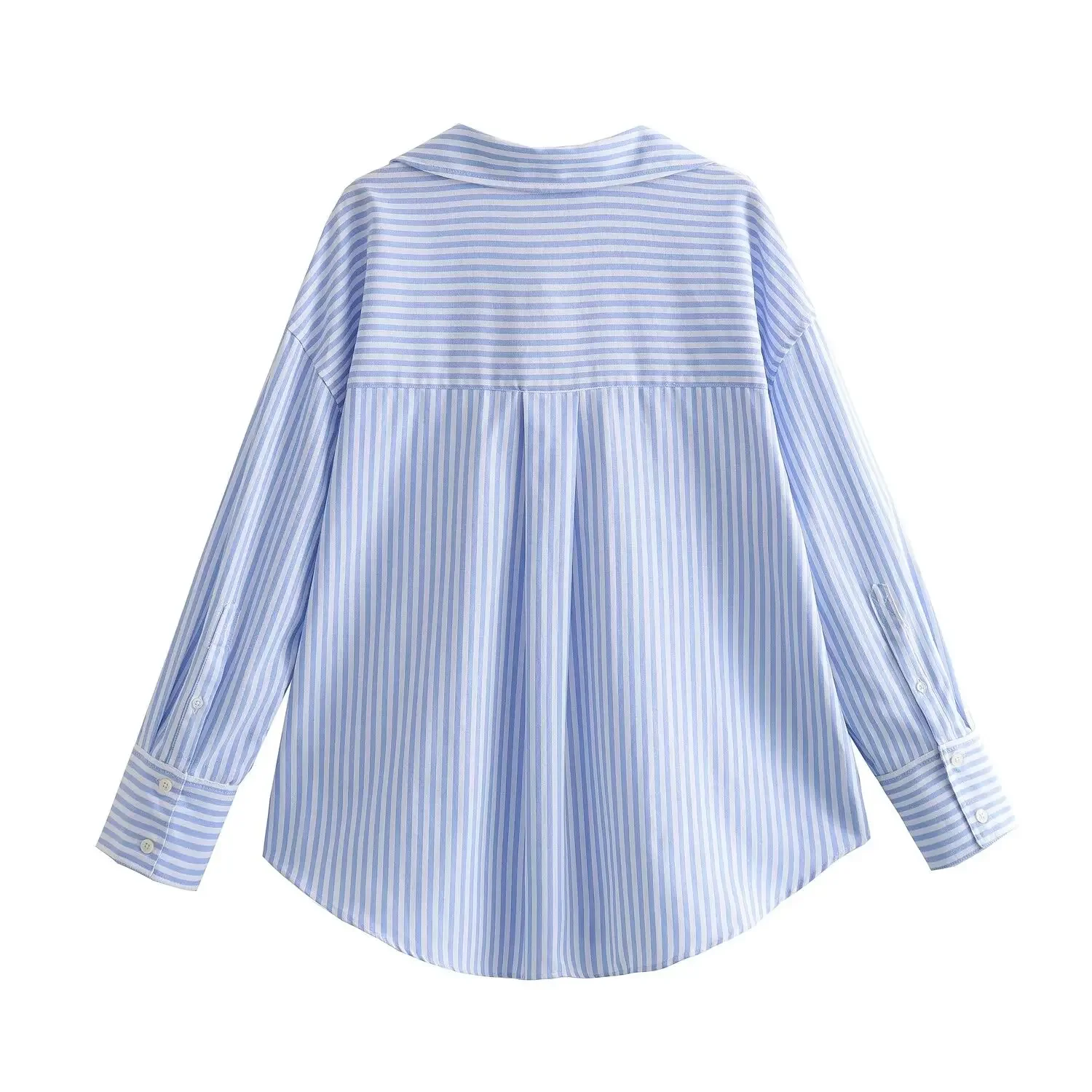 BSAY Women Fashion Long Sleeve Single-breasted Lapel Cotton Oxford Blouse Street Clothing Shirt Chic Ladies Crop Tops Mujer