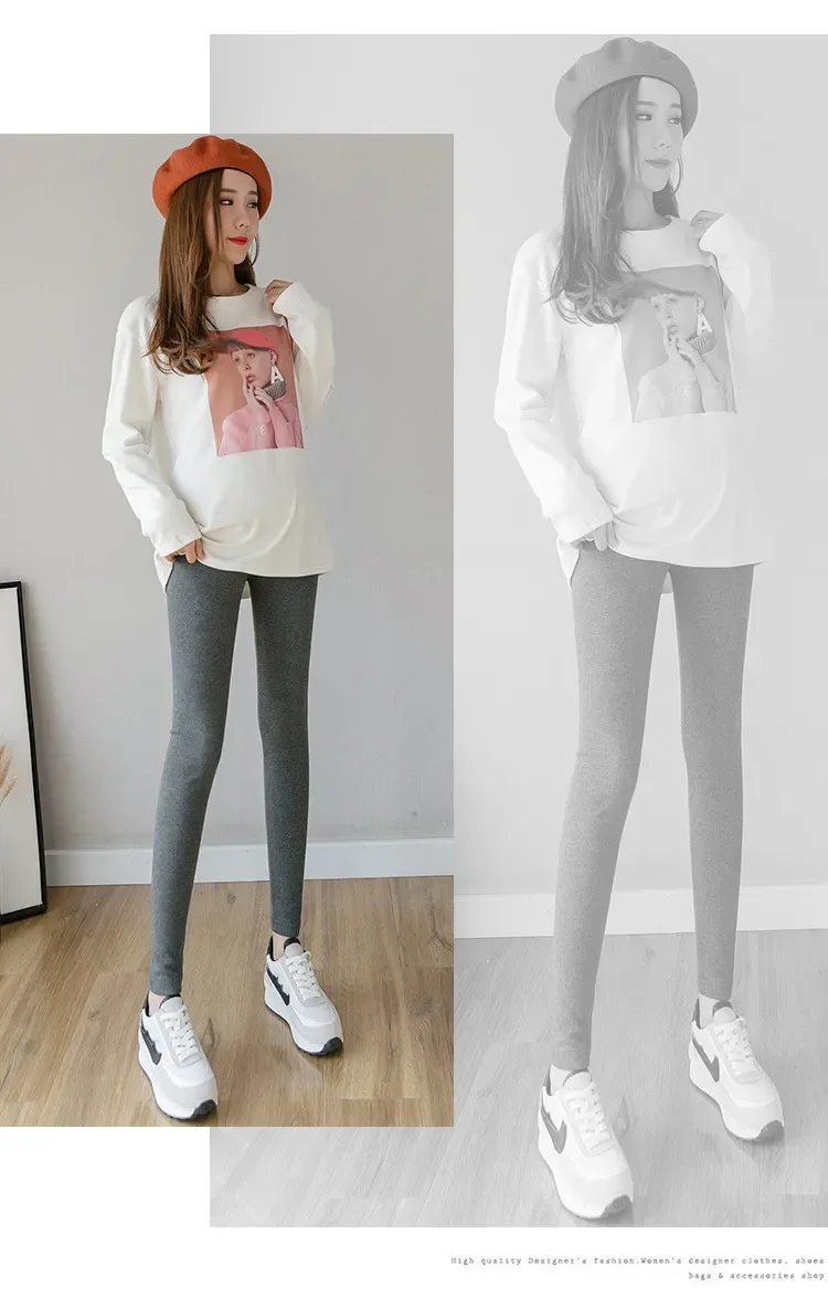 Pregnant Women Adjustable Bottoming Pants Maternity High Waist Tights Pants Women Comfortable Breathable Elastic Leggings