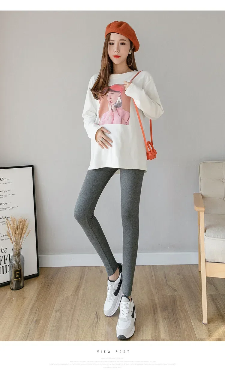 Pregnant Women Adjustable Bottoming Pants Maternity High Waist Tights Pants Women Comfortable Breathable Elastic Leggings