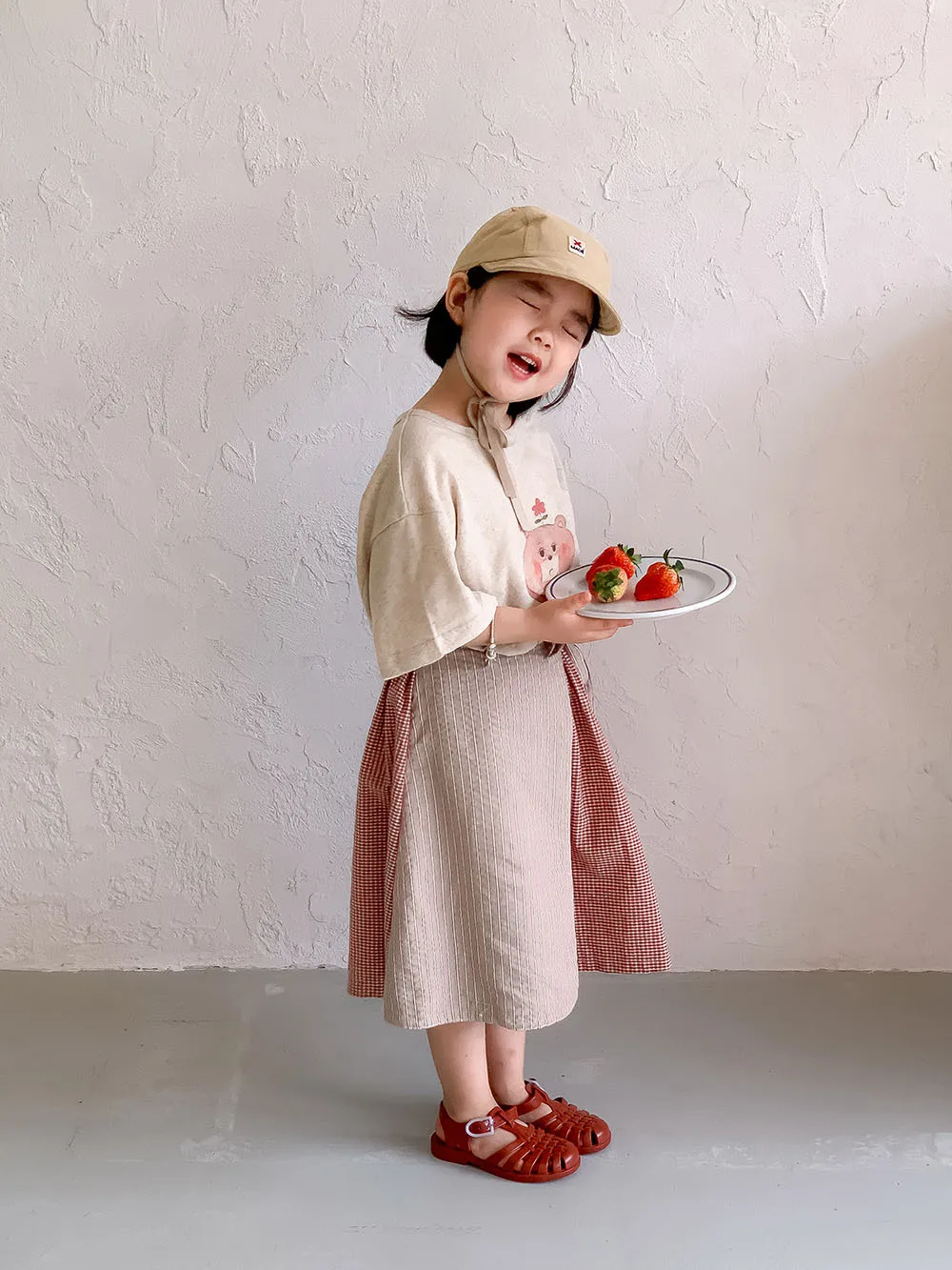 Children Clothing Girls Skirt Korean Style 2025 Spring and Summer New Patchwork Skirt Baby Plaid Princess Sweet Casual Skirt