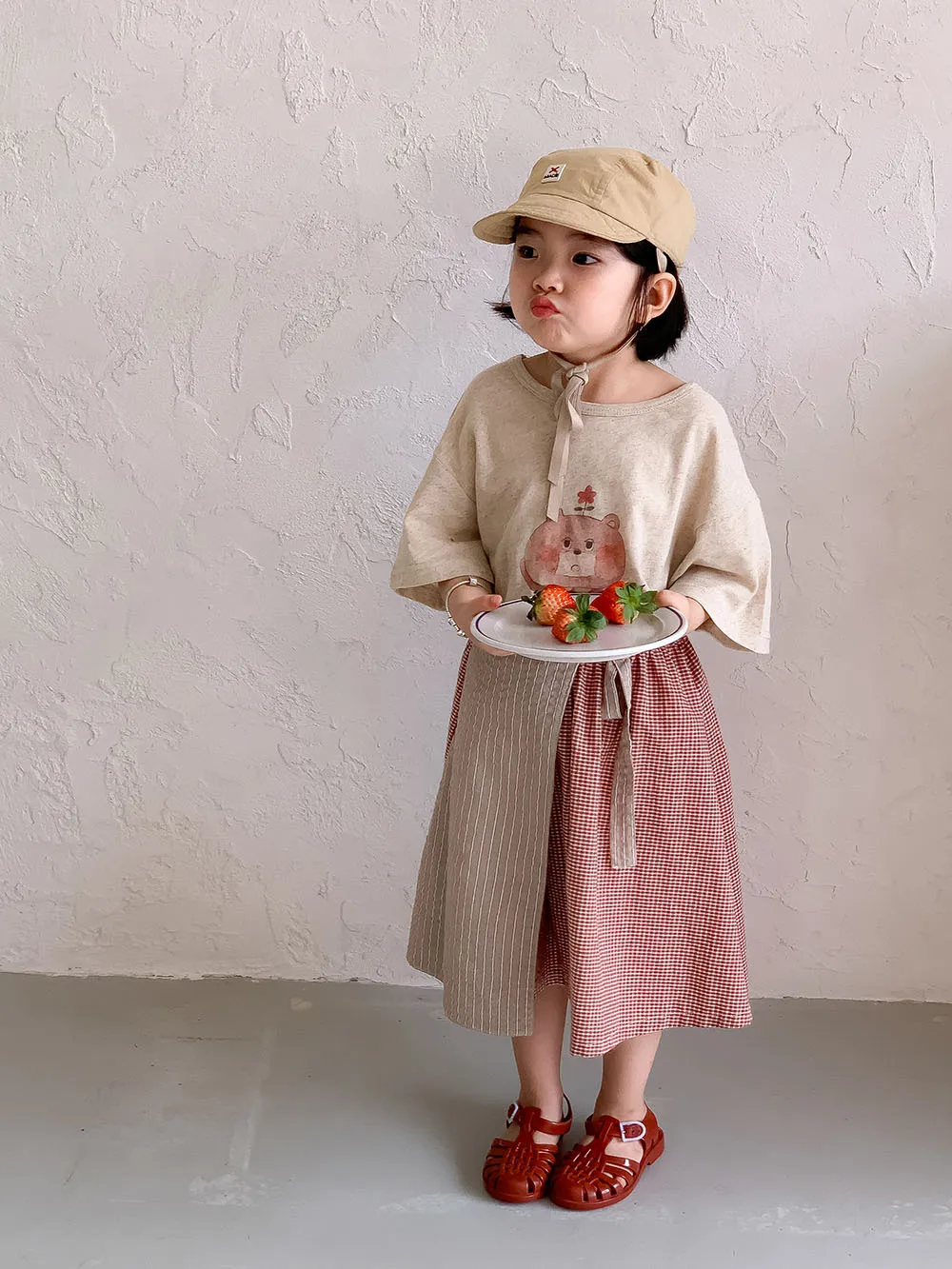 Children Clothing Girls Skirt Korean Style 2025 Spring and Summer New Patchwork Skirt Baby Plaid Princess Sweet Casual Skirt