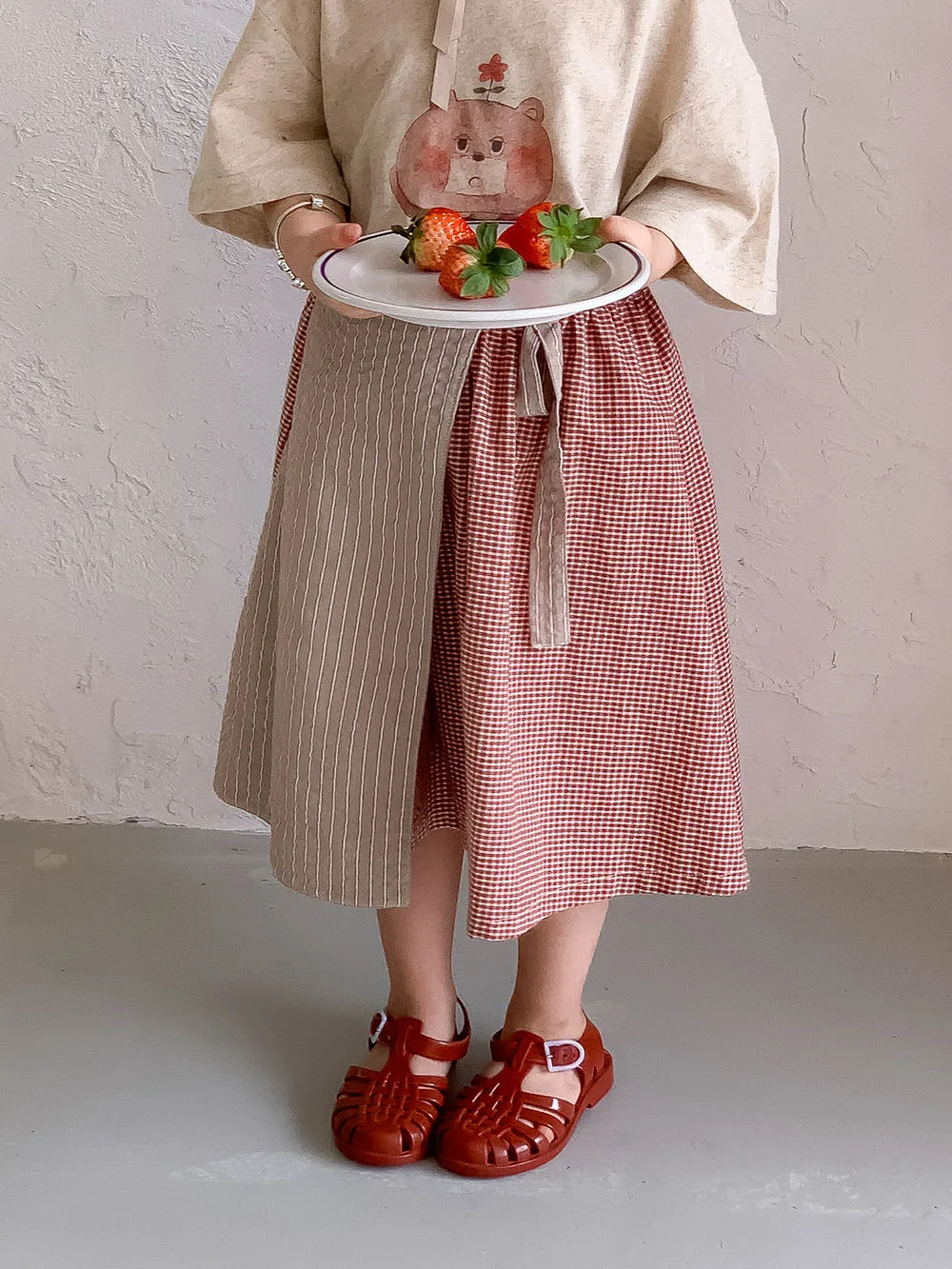 Children Clothing Girls Skirt Korean Style 2025 Spring and Summer New Patchwork Skirt Baby Plaid Princess Sweet Casual Skirt