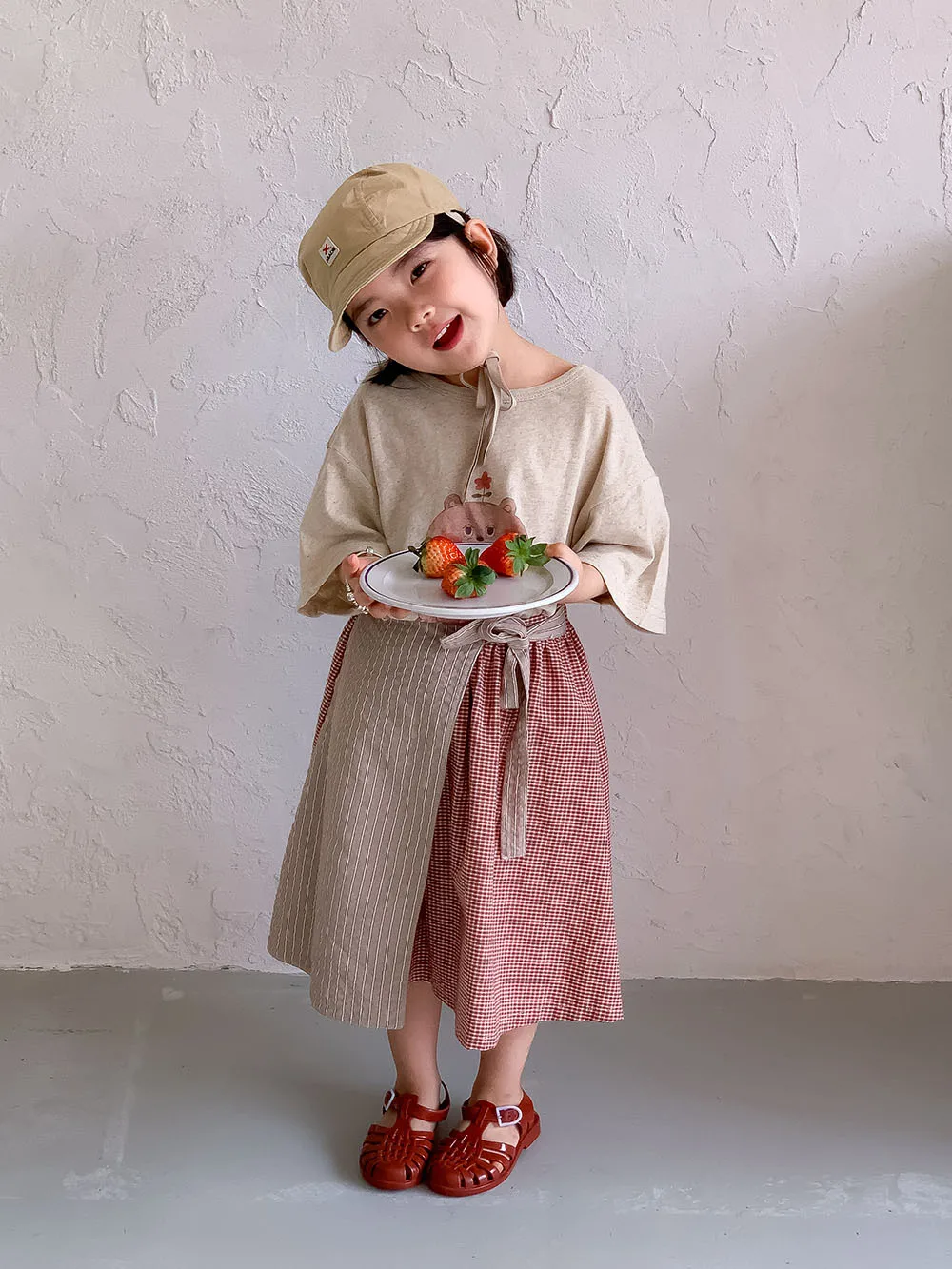 Children Clothing Girls Skirt Korean Style 2025 Spring and Summer New Patchwork Skirt Baby Plaid Princess Sweet Casual Skirt