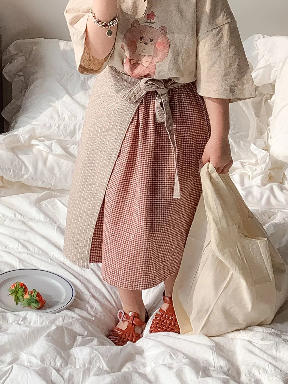 Children Clothing Girls Skirt Korean Style 2025 Spring and Summer New Patchwork Skirt Baby Plaid Princess Sweet Casual Skirt