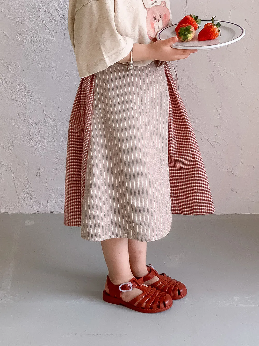 Children Clothing Girls Skirt Korean Style 2025 Spring and Summer New Patchwork Skirt Baby Plaid Princess Sweet Casual Skirt