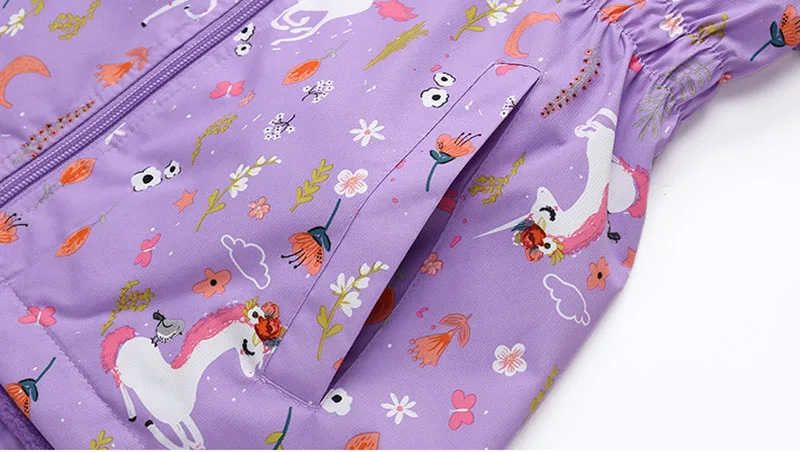 Toddler Girls Unicorn Hooded Waterproof Windproof Jacket - Spring Coat for Kids