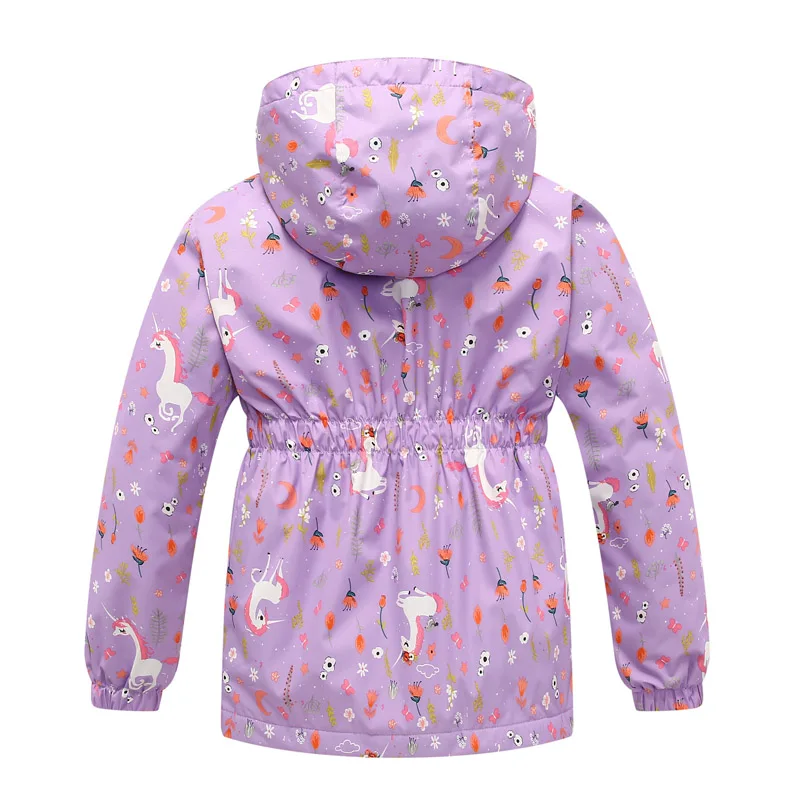 Toddler Girls Unicorn Hooded Waterproof Windproof Jacket - Spring Coat for Kids