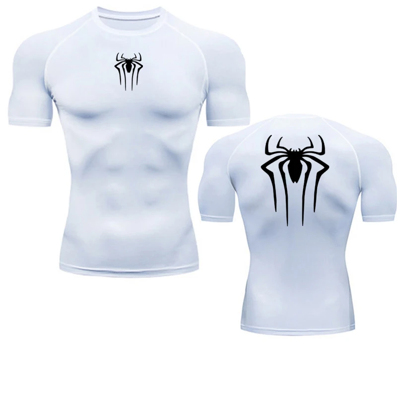 Printed Men's Athletic Compression Shirts Athletic Quick Dry Breathable Rash Guard Athletic Tight Workout Tops Summer Men