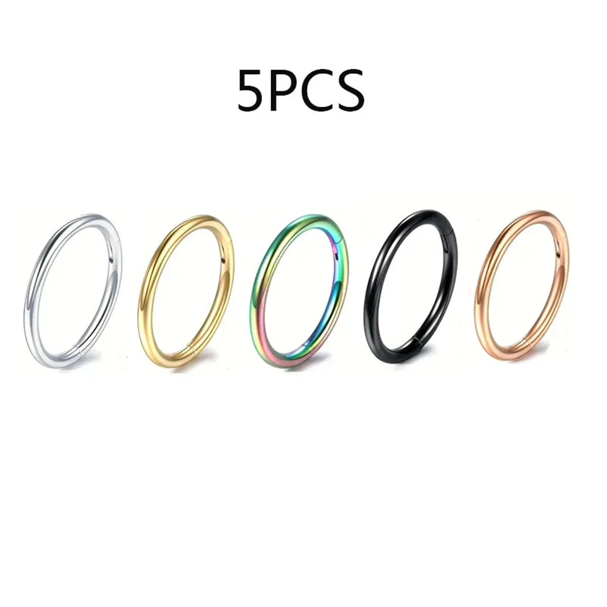 5/10Pcs 16G Stainless Steel Hinged Nose Rings Hoop Septum Clicker Tragus Helix Cartilage Daith Rook Earring Piercing Jewelry