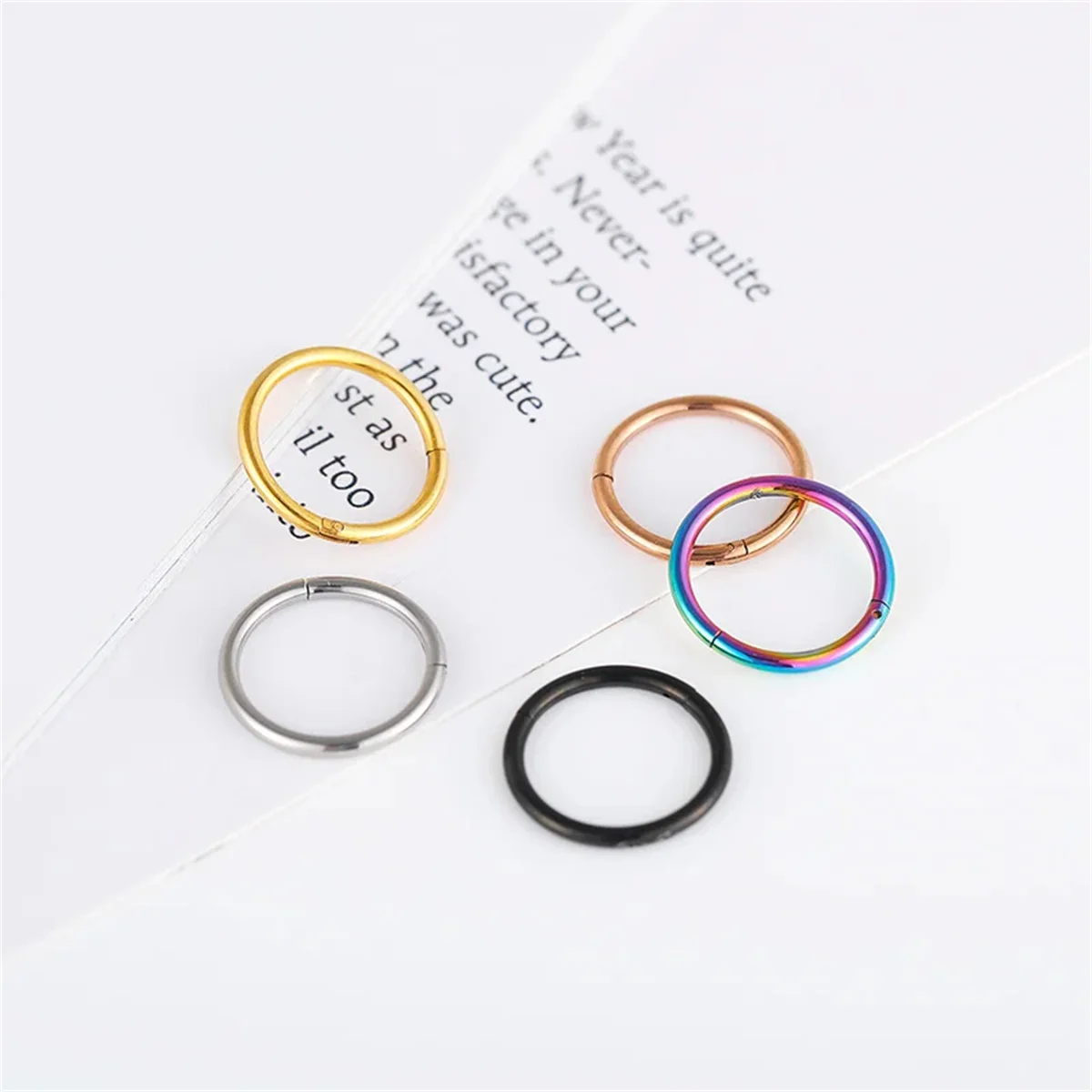 5/10Pcs 16G Stainless Steel Hinged Nose Rings Hoop Septum Clicker Tragus Helix Cartilage Daith Rook Earring Piercing Jewelry