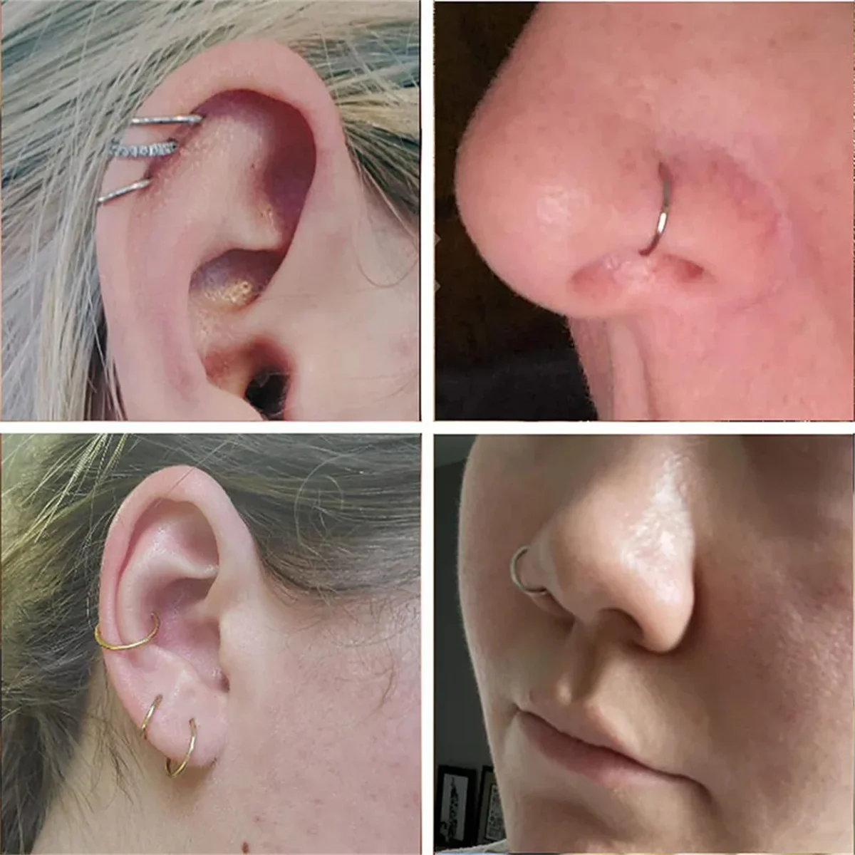 5/10Pcs 16G Stainless Steel Hinged Nose Rings Hoop Septum Clicker Tragus Helix Cartilage Daith Rook Earring Piercing Jewelry