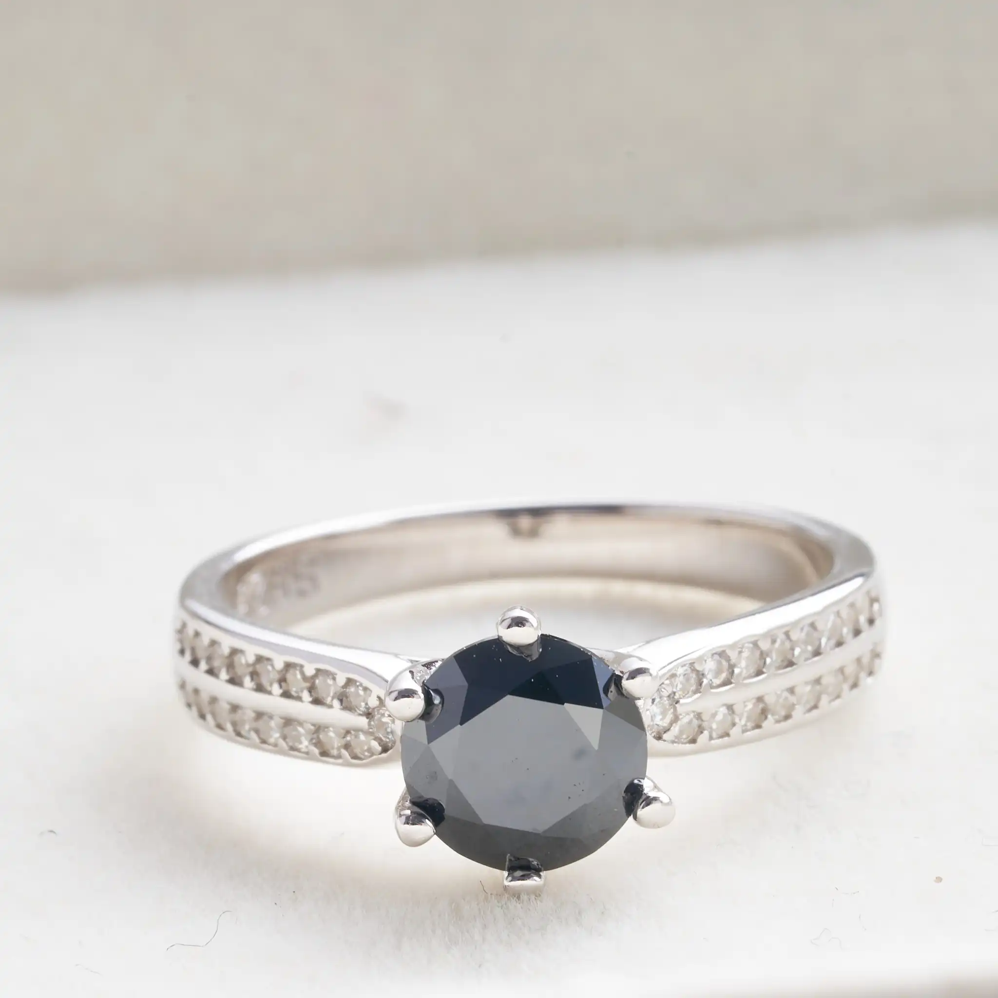 1-3 Carat Black Color Real Lab Grown Moissanite Diamond white Certified Ring for Women Wedding 18K Gold Plated Fine Jewelry Gift
