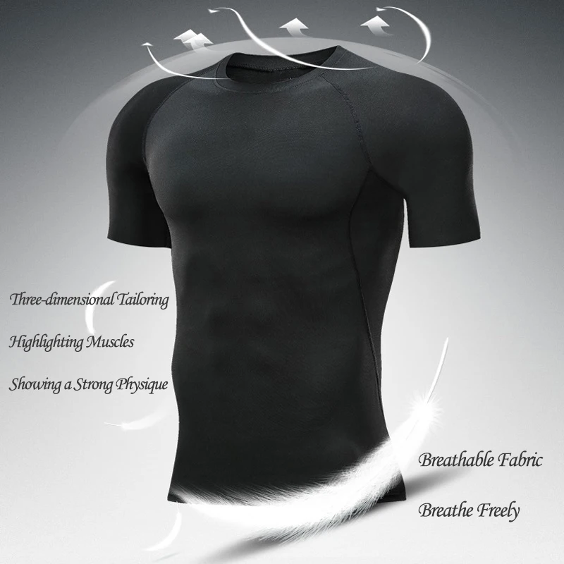 Anime Men's Compression Shirt Fitness Sport Running Tight Gym TShirts Athletic Workout Quick Dry Tops Tee Summer