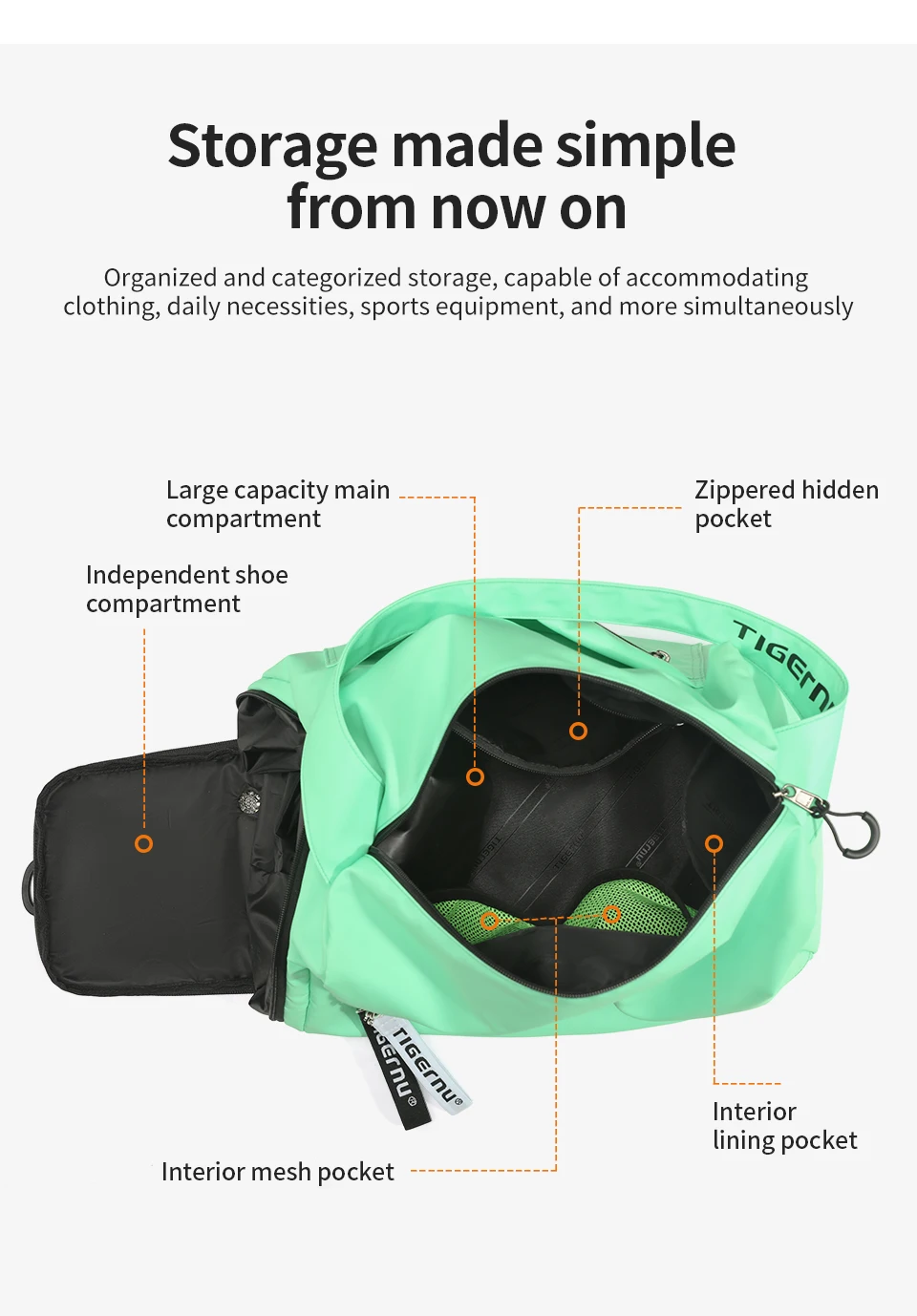 Tigernu Women Bags Travel Bags For Women Handbag Lightweight Sport Bags Female Duffle Bag Girls Crossbody Bag Men Shoulder Bag