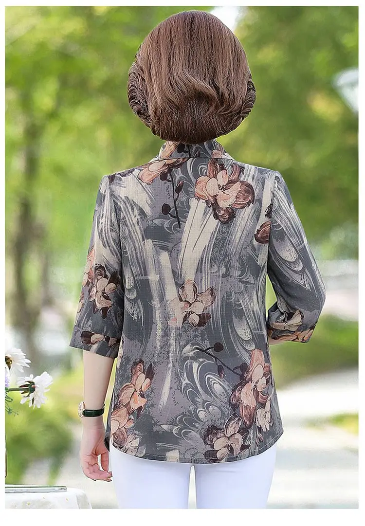Summer Vintage Floral Printed Shirt Women's Clothing Casual Turn-down Collar Button Commute Half Sleeve Stylish Loose Blouse