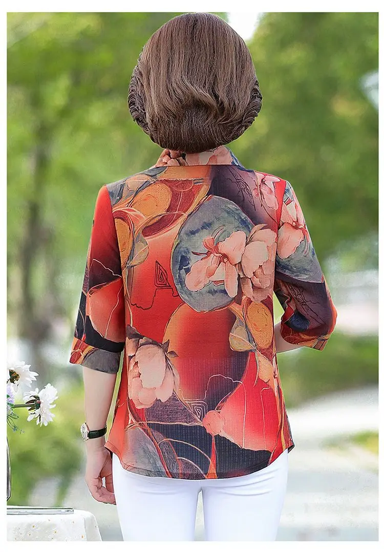 Summer Vintage Floral Printed Shirt Women's Clothing Casual Turn-down Collar Button Commute Half Sleeve Stylish Loose Blouse