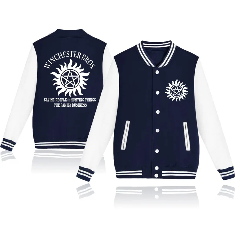 New Supernatural Baseball Jacket Men/Women Fashion Cotton Baseball Jersey Casual Long Sleeve Jacket