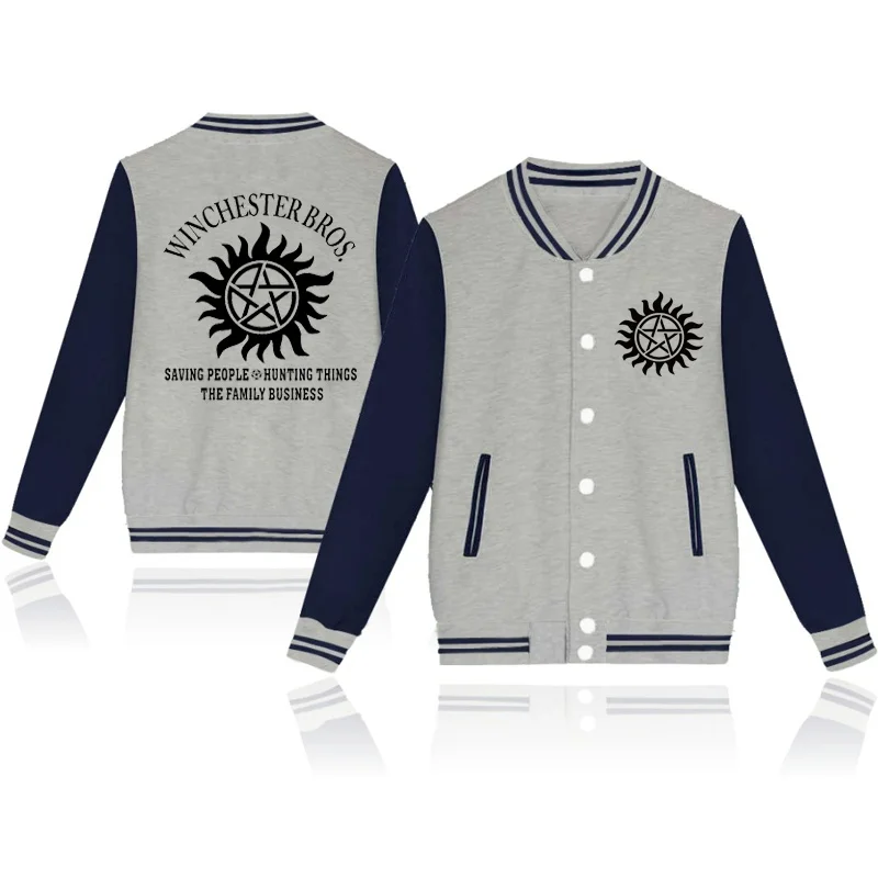 New Supernatural Baseball Jacket Men/Women Fashion Cotton Baseball Jersey Casual Long Sleeve Jacket