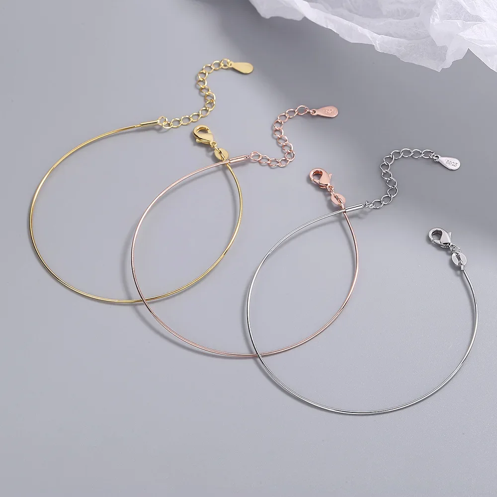 S925 Sterling Silver Electroplated 18k Gold Rose Gold Bracelet (19cm+5cm) Wedding Luxury Jewelry