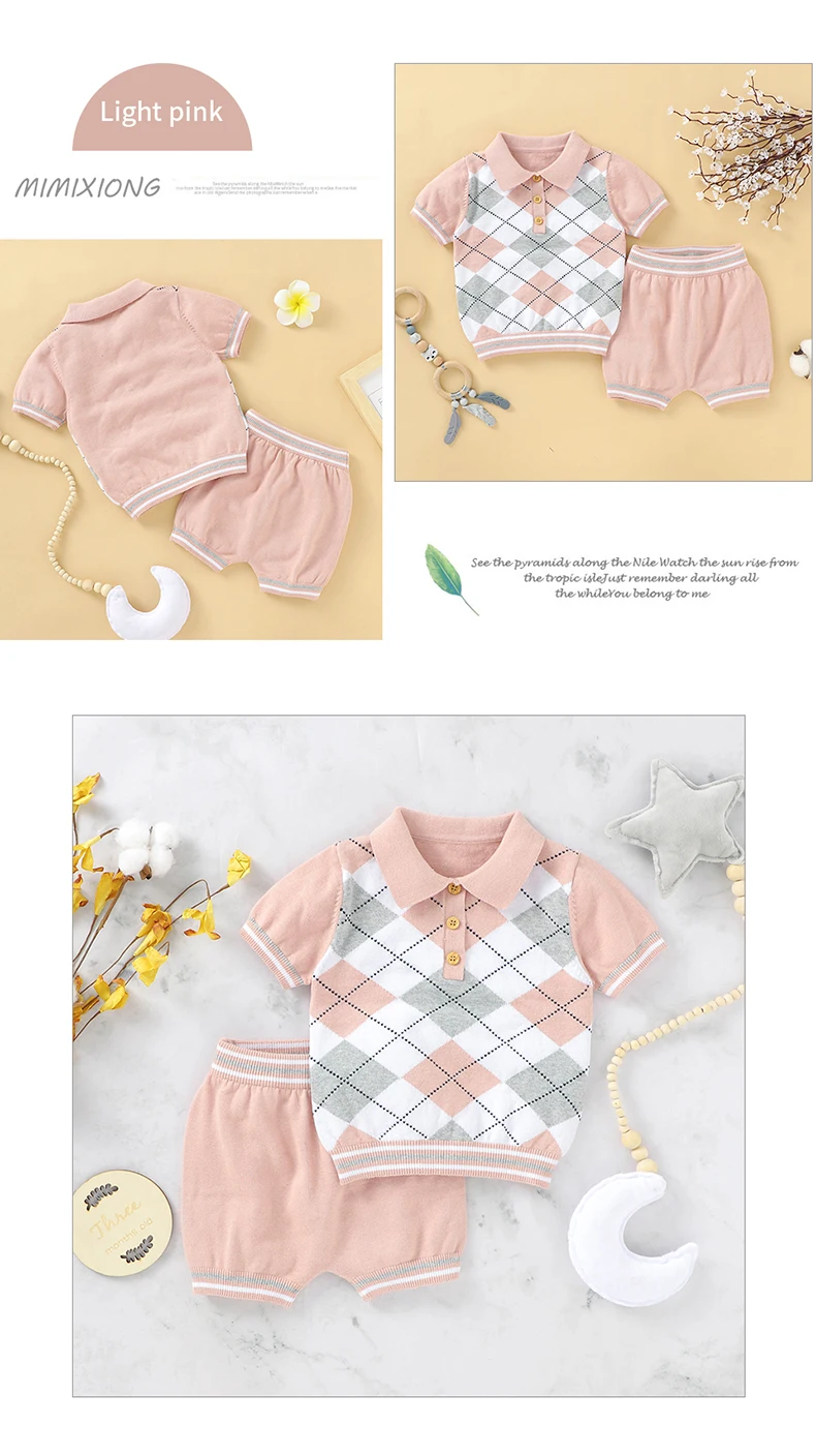 Summer Baby Boys Gentlemen Style Clothes Sets Fashion Blue Short Sleeve Turtle Neck Tee-Shirt+Shorts Infant Cotton Outfits 0-18m