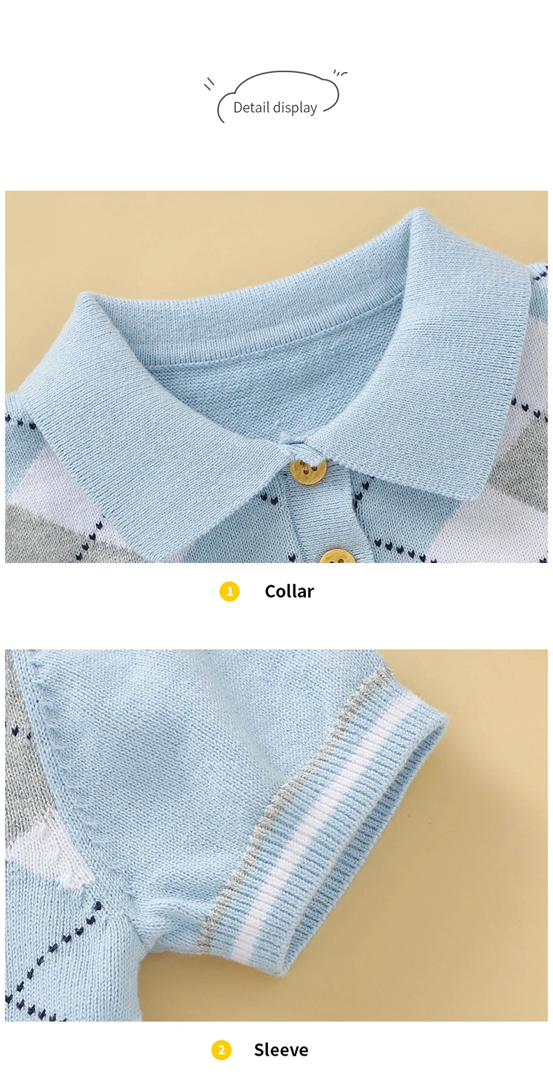 Summer Baby Boys Gentlemen Style Clothes Sets Fashion Blue Short Sleeve Turtle Neck Tee-Shirt+Shorts Infant Cotton Outfits 0-18m