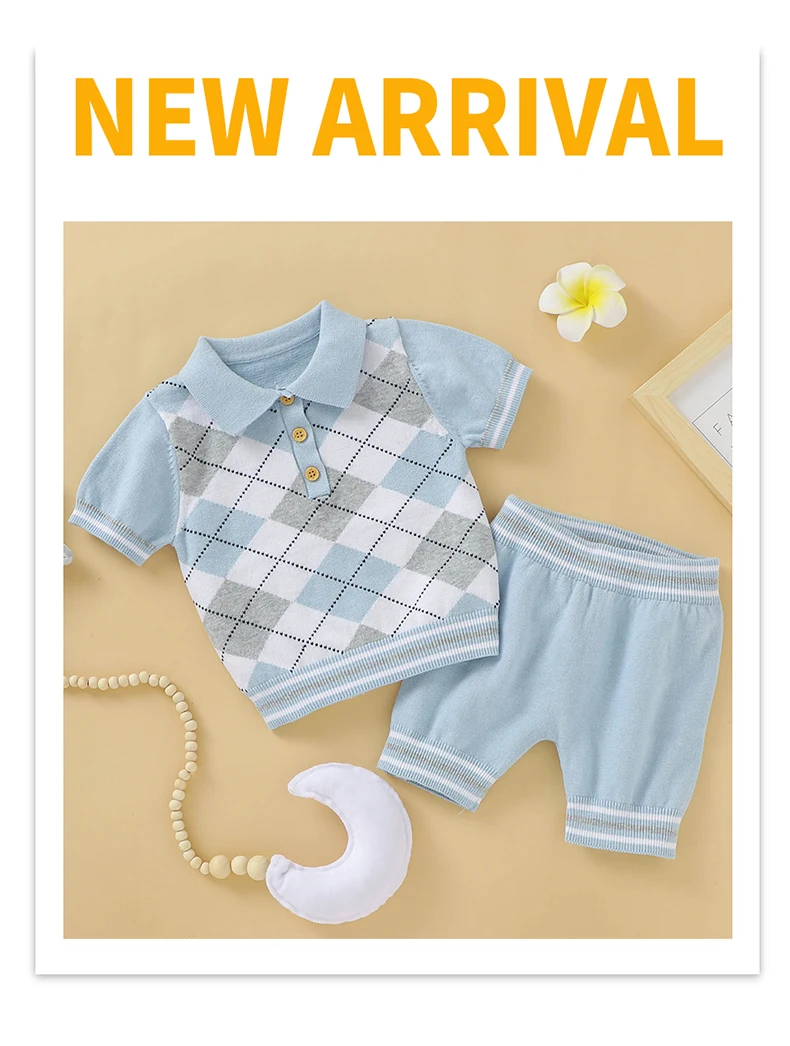 Summer Baby Boys Gentlemen Style Clothes Sets Fashion Blue Short Sleeve Turtle Neck Tee-Shirt+Shorts Infant Cotton Outfits 0-18m