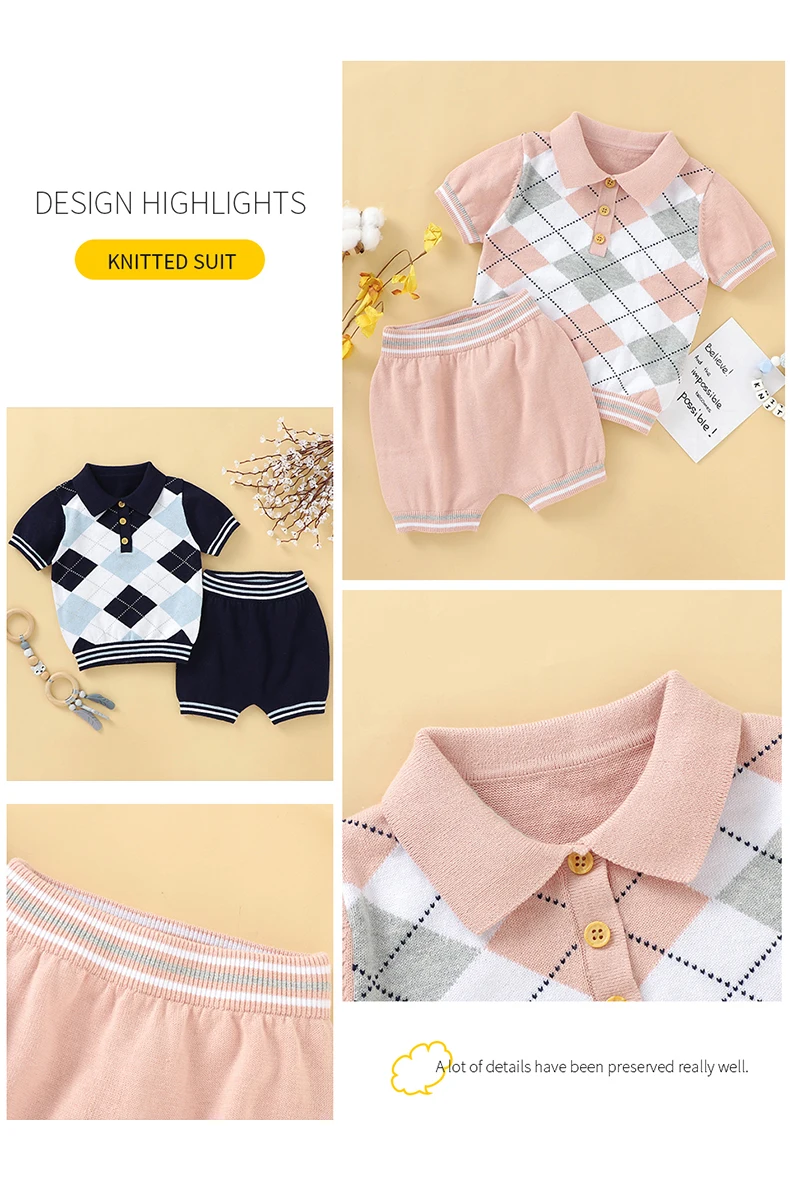 Summer Baby Boys Gentlemen Style Clothes Sets Fashion Blue Short Sleeve Turtle Neck Tee-Shirt+Shorts Infant Cotton Outfits 0-18m