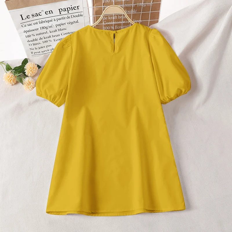 VONDA Summer Party Mini Dress 2024 Women Elegant Short Puff Sleeve Casual Solid Sundress O Neck Loose Pleated Holiday Vestidos