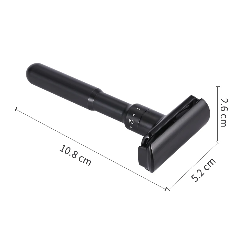 Mingshi Metal Adjustable Safety Razor Travel Double Edge Classic Men Shaving Black Hair Removal Shaver with 5 Blades