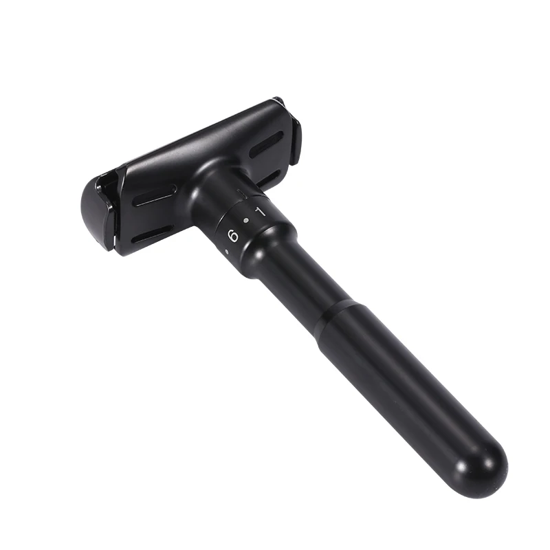 Mingshi Metal Adjustable Safety Razor Travel Double Edge Classic Men Shaving Black Hair Removal Shaver with 5 Blades