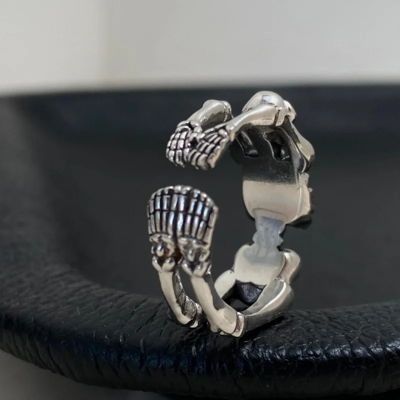 Buyee 925 Sterling Silver Big Open Ring for Men & Women Bold Design Statement Ring Unique Punk Fashion Jewelry Gift with Box