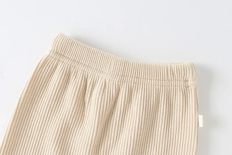 Casual Baby Trousers Bottoming Pant Ribbed Elastic Striped Pants Solid Color Infant Clothing for Kids Toddler Boys Girl Clothes