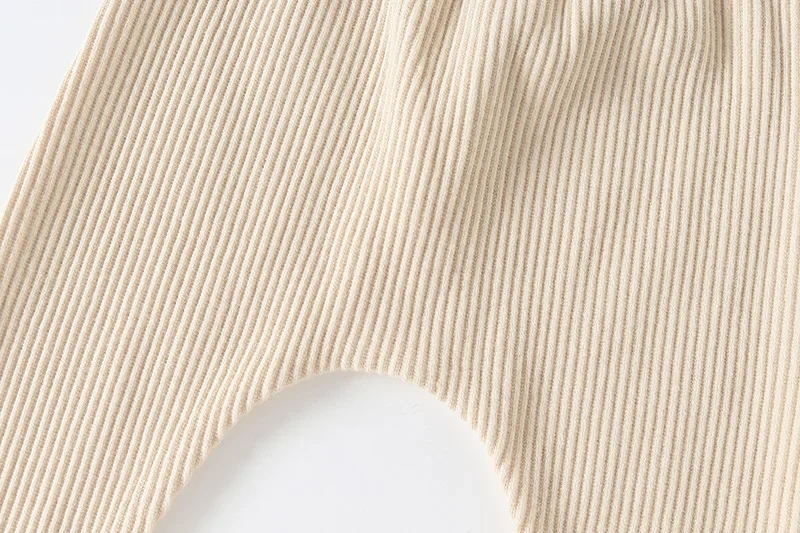 Casual Baby Trousers Bottoming Pant Ribbed Elastic Striped Pants Solid Color Infant Clothing for Kids Toddler Boys Girl Clothes