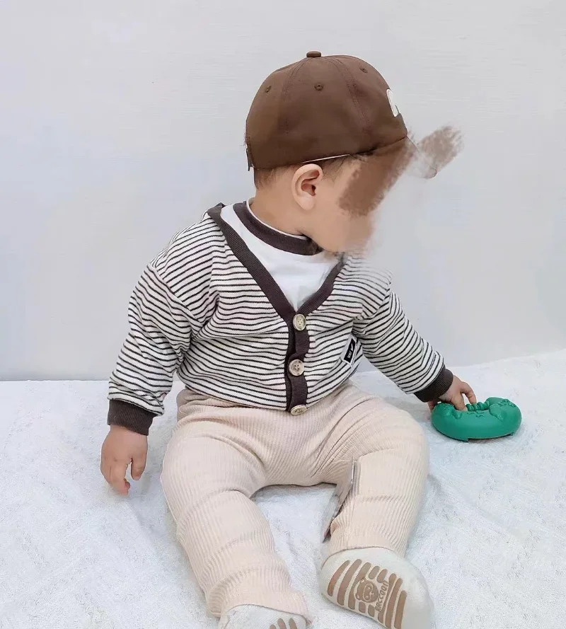 Casual Baby Trousers Bottoming Pant Ribbed Elastic Striped Pants Solid Color Infant Clothing for Kids Toddler Boys Girl Clothes