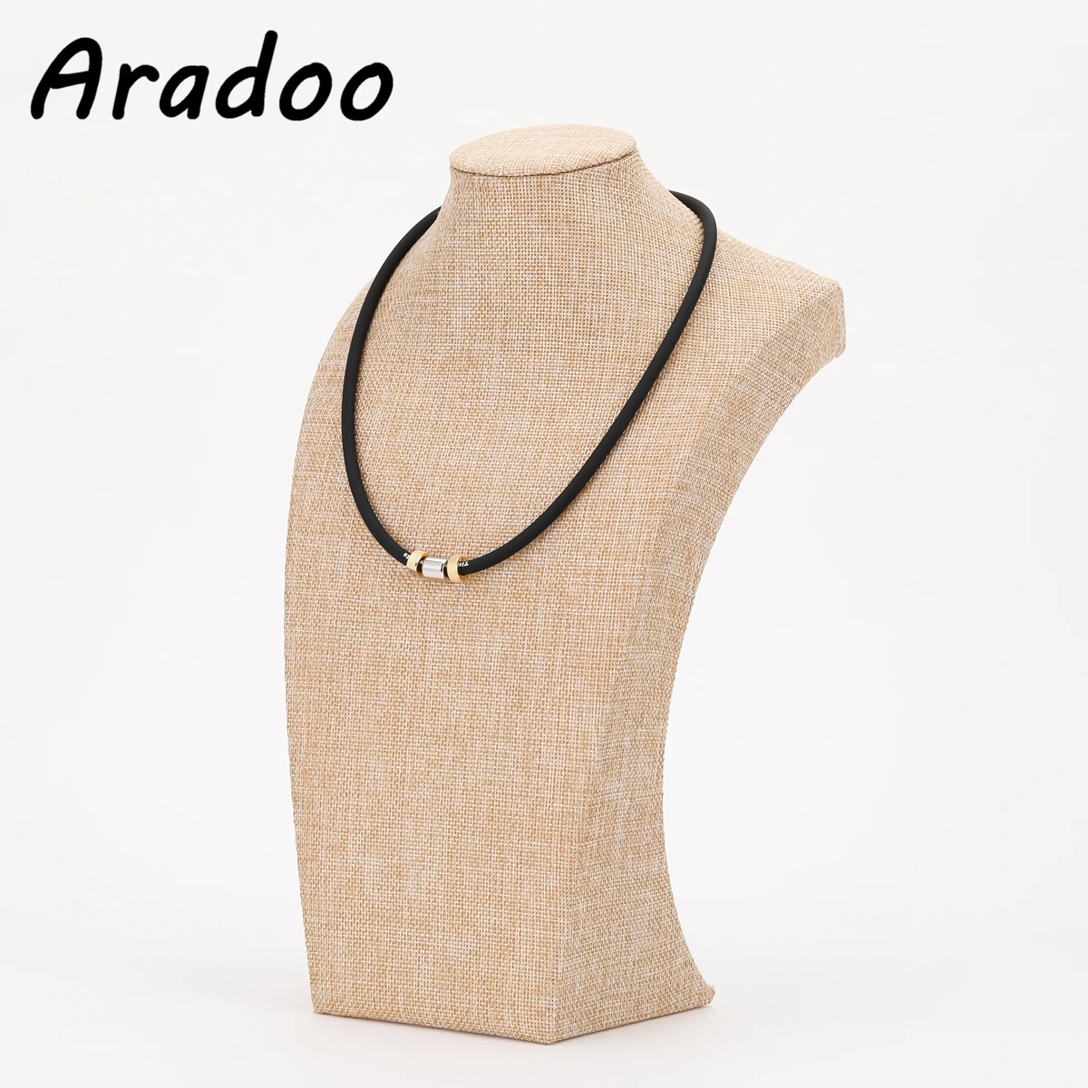 Silicone Titanium Steel Anion Pendant Necklace Hematite Magnetic Therapy Collar